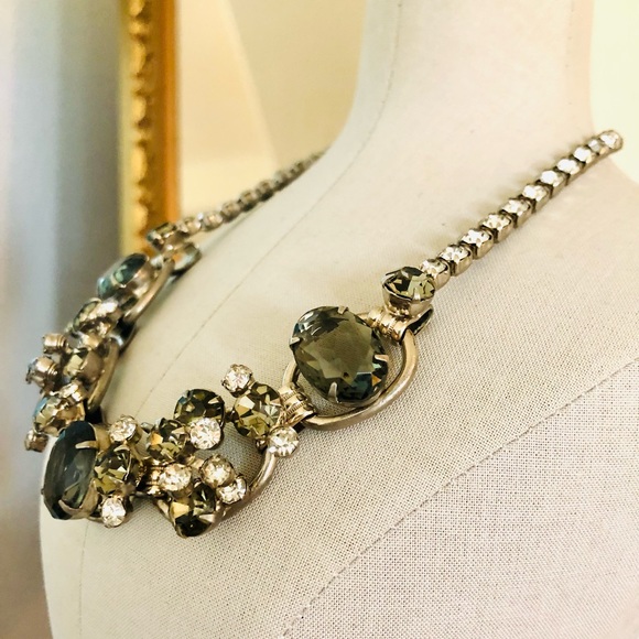 Vintage Juliana Grey Rhinestone 5 Link Necklace - Picture 10 of 16